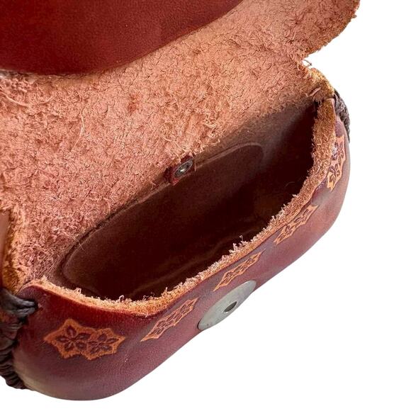 Handmade Elephant Leather Coin Purse Keychain Wristlet Brown Embossed Animal - Picture 7 of 7